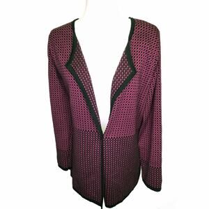 Pendleton Purple Fuchsia Black Cotton Cardigan Sweater Women's Medium